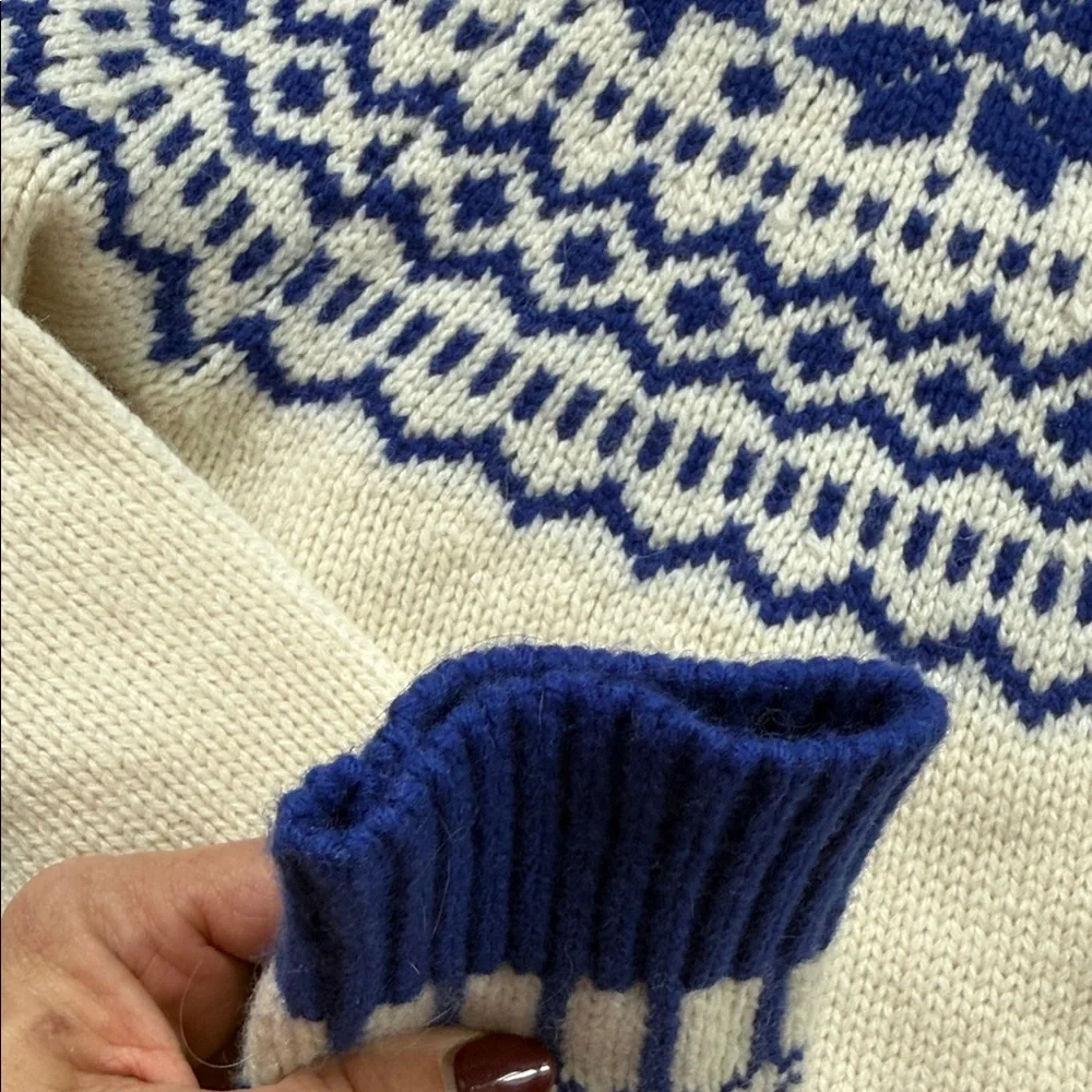 Boden Blue and Cream Nordic Pattern Sweater - Picture 7 of 9